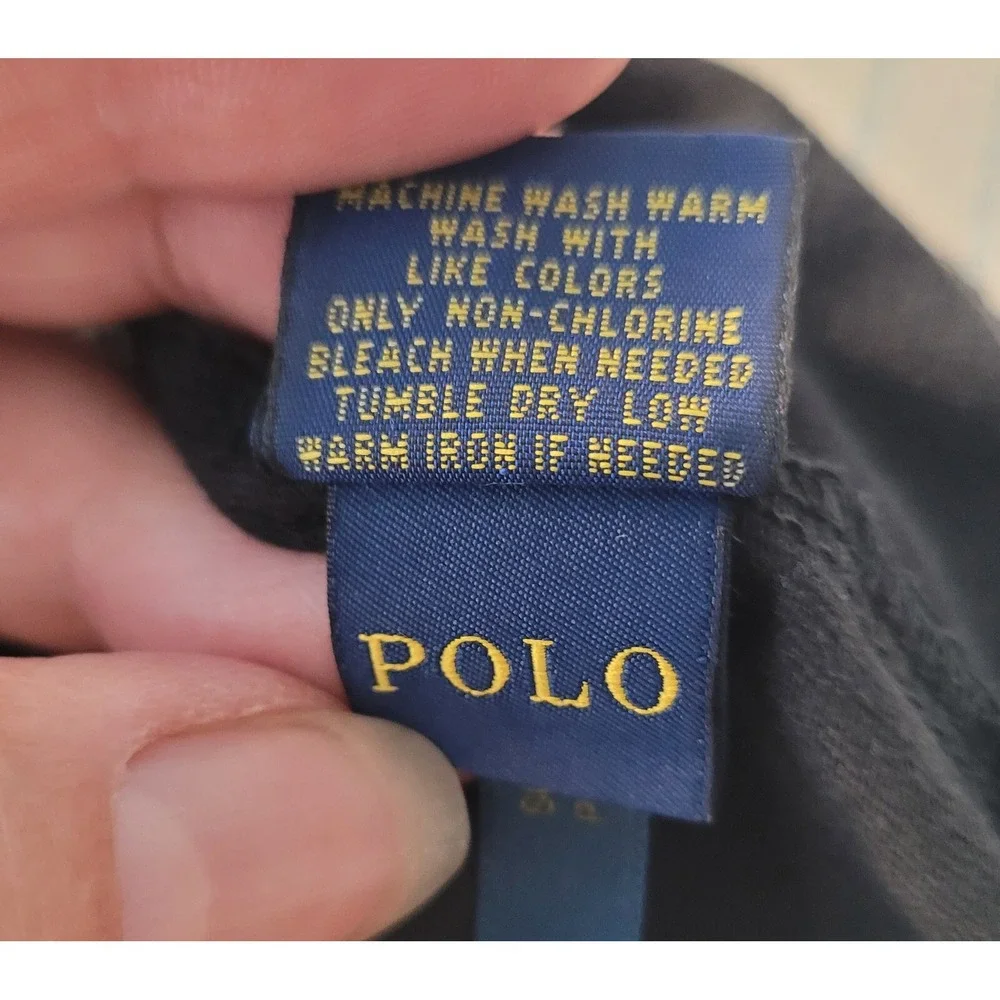 Men's Polo Ralph Lauren Size‎ Large Black Short Sleeve V Neck 100% Cotton Shirt